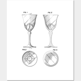 Wine Glass Vintage Patent Hand Drawing Posters and Art